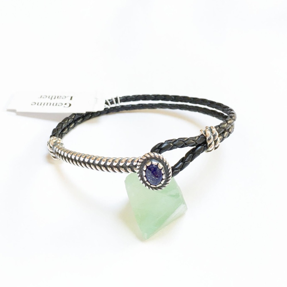 AMERICAN WEST Lapis Leather Bracelet Sterling S7” Hook & Loop NEW IN AW BOX